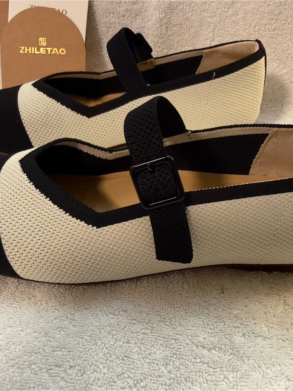 Black and Cream Mary Jane Knit Flats bundle shoes for deeper discount - Picture 5 of 15